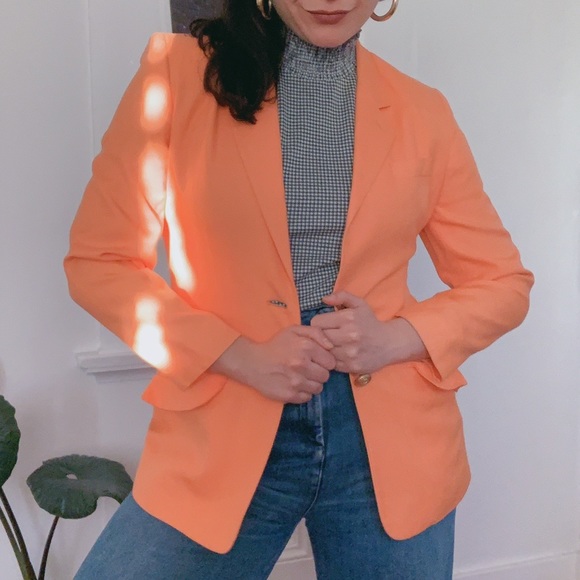 Vintage Peach Orange Linen Blend Blazer - Picture 5 of 7